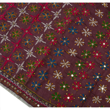 Sanskriti Vintage Dupatta Long Stole Cotton Purple Hand Embroidered Phulkari From Panjab Scarves Indian Craft Supplies Fabric