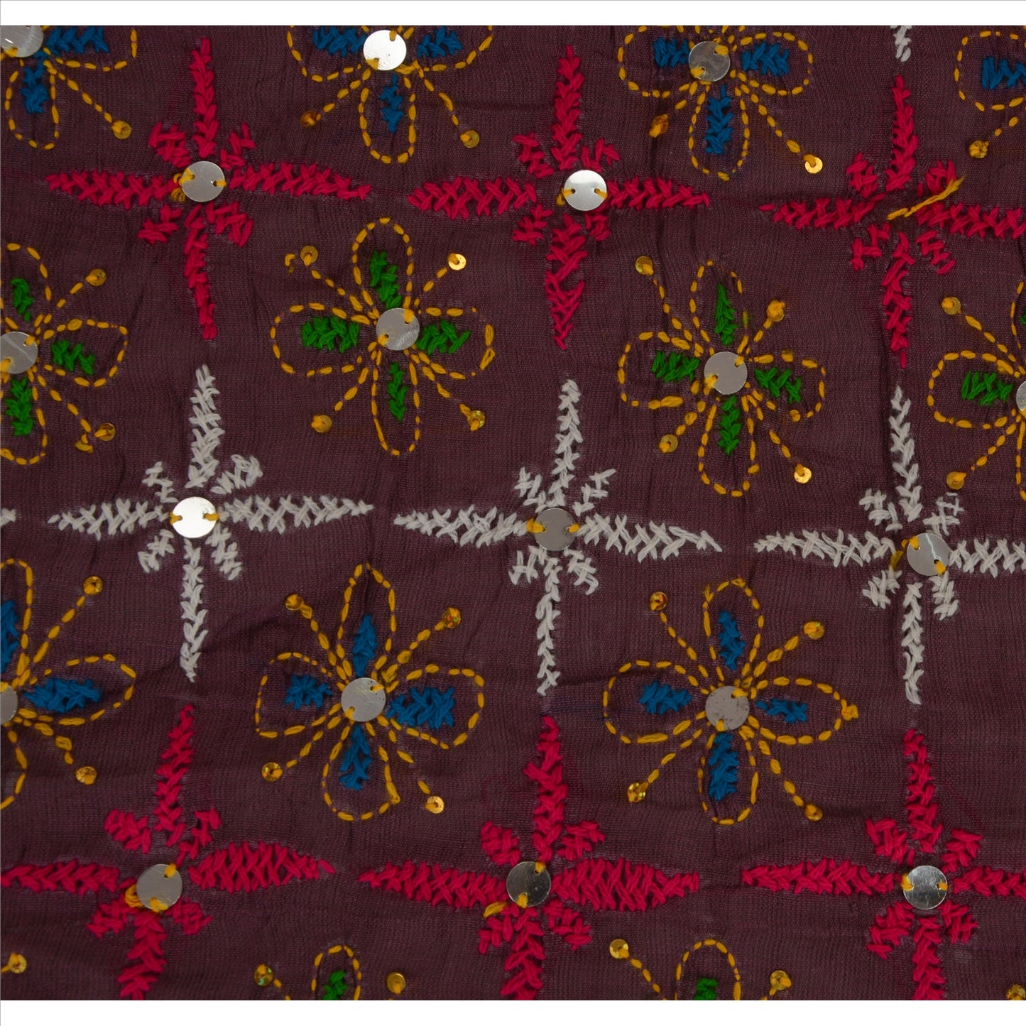 Sanskriti Vintage Dupatta Long Stole Cotton Purple Hand Embroidered Phulkari From Panjab Scarves Indian Craft Supplies Fabric