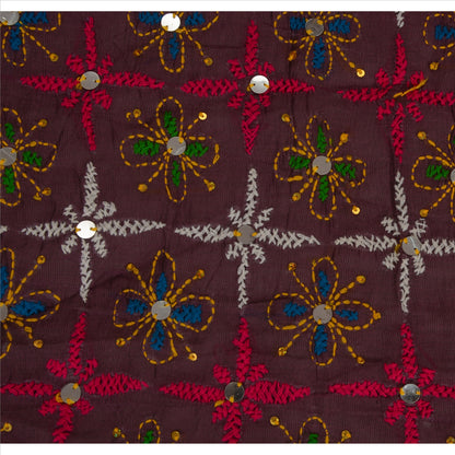 Sanskriti Vintage Dupatta Long Stole Cotton Purple Hand Embroidered Phulkari From Panjab Scarves Indian Craft Supplies Fabric