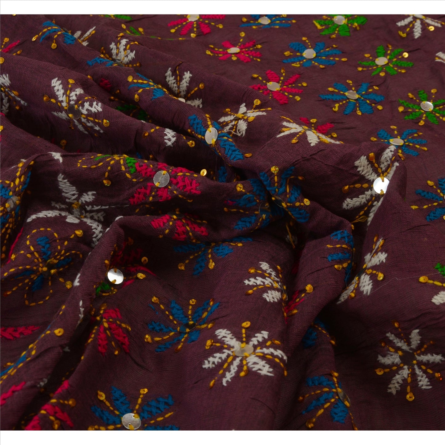 Sanskriti Vintage Dupatta Long Stole Cotton Purple Hand Embroidered Phulkari From Panjab Scarves Indian Craft Supplies Fabric