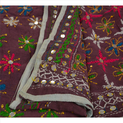 Sanskriti Vintage Dupatta Long Stole Cotton Purple Hand Embroidered Phulkari From Panjab Scarves Indian Craft Supplies Fabric