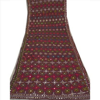 Sanskriti Vintage Dupatta Long Stole Cotton Purple Hand Embroidered Phulkari From Panjab Scarves Indian Craft Supplies Fabric