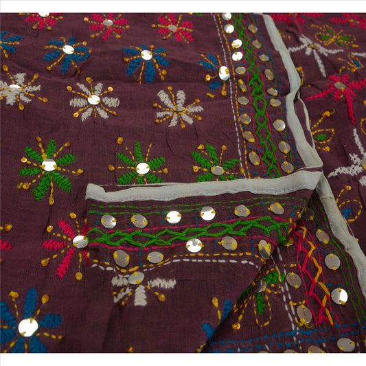 Sanskriti Vintage Dupatta Long Stole Cotton Purple Hand Embroidered Phulkari From Panjab Scarves Indian Craft Supplies Fabric