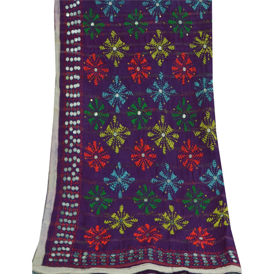 Sanskriti Vintage Dupatta Long Stole Pure Georgette Hand Embroider Phulkari Veil