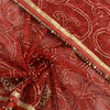 Sanskriti Vintage Red Dupatta Long Stole Net Mesh Hand Beaded Wrap Bridal Veil