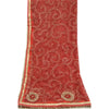 Sanskriti Vintage Red Dupatta Long Stole Net Mesh Hand Beaded Wrap Bridal Veil