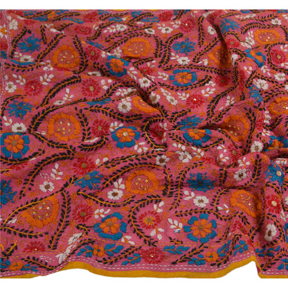Sanskriti Vintage Dupatta Long Stole OOAK Hand Embroidered Phulkari Scarves Wrap