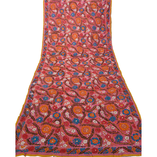 Sanskriti Vintage Dupatta Long Stole OOAK Hand Embroidered Phulkari Scarves Wrap
