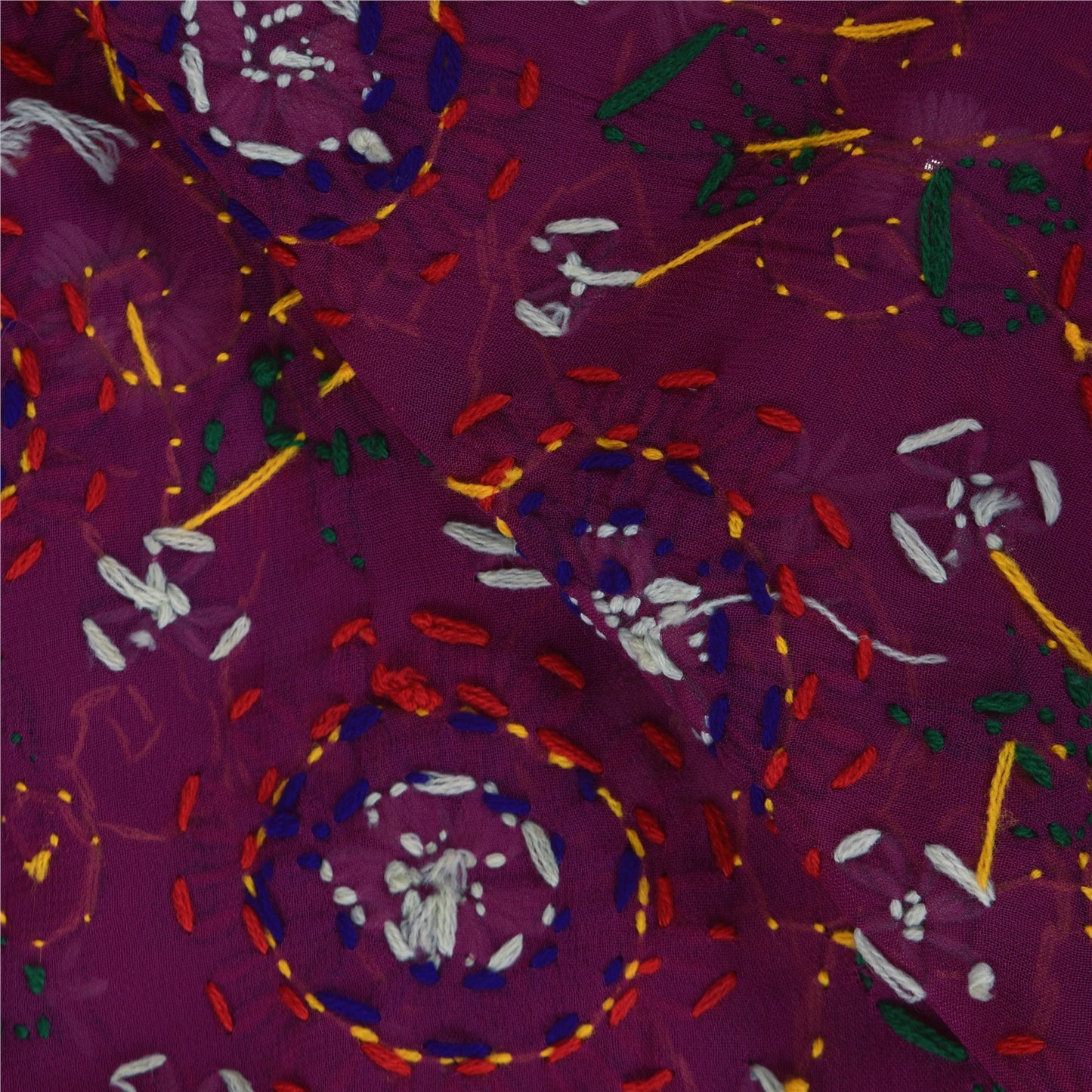 Sanskriti Vintage Dupatta Long Stole Pure Georgette Hand Embroidered Phulkari