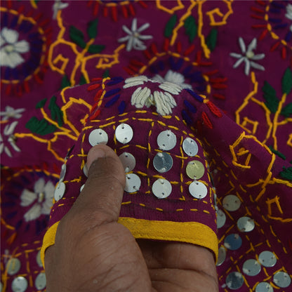 Sanskriti Vintage Dupatta Long Stole Pure Georgette Hand Embroidered Phulkari