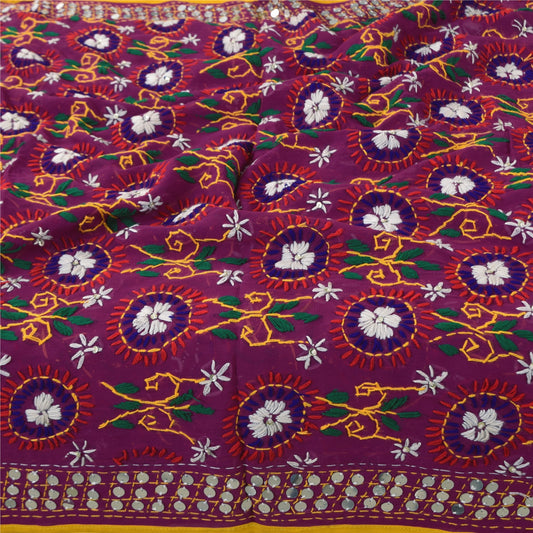 Sanskriti Vintage Dupatta Long Stole Pure Georgette Hand Embroidered Phulkari