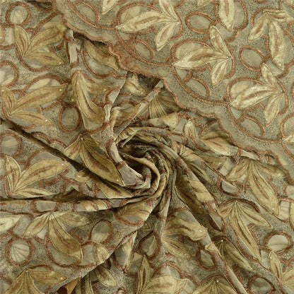 Sanskriti Vintage Golden Dupatta Net Fabric Stole Embroidered Patch Work Veil