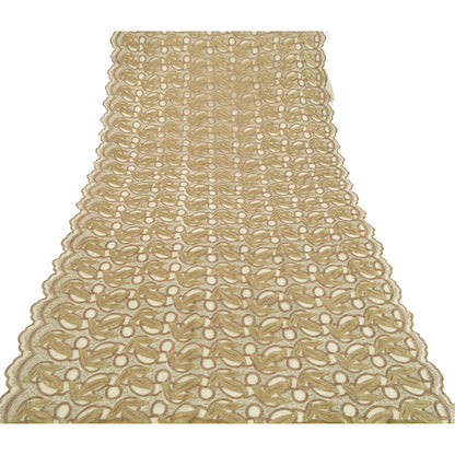 Sanskriti Vintage Golden Dupatta Net Fabric Stole Embroidered Patch Work Veil