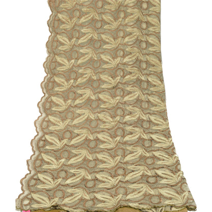 Sanskriti Vintage Golden Dupatta Net Fabric Stole Embroidered Patch Work Veil