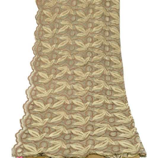 Sanskriti Vintage Golden Dupatta Net Fabric Stole Embroidered Patch Work Veil