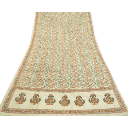 Sanskriti Vintage Dupatta/Stole Ivory Pure Silk Stole Hand Bead Party Zari Veil