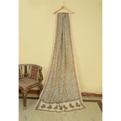Sanskriti Vintage Dupatta/Stole Ivory Pure Silk Stole Hand Bead Party Zari Veil