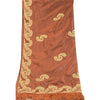 Sanskriti Vintage Brun Dupatta 100% Ren Silke Stola Håndperlet Zari Wrap Slør