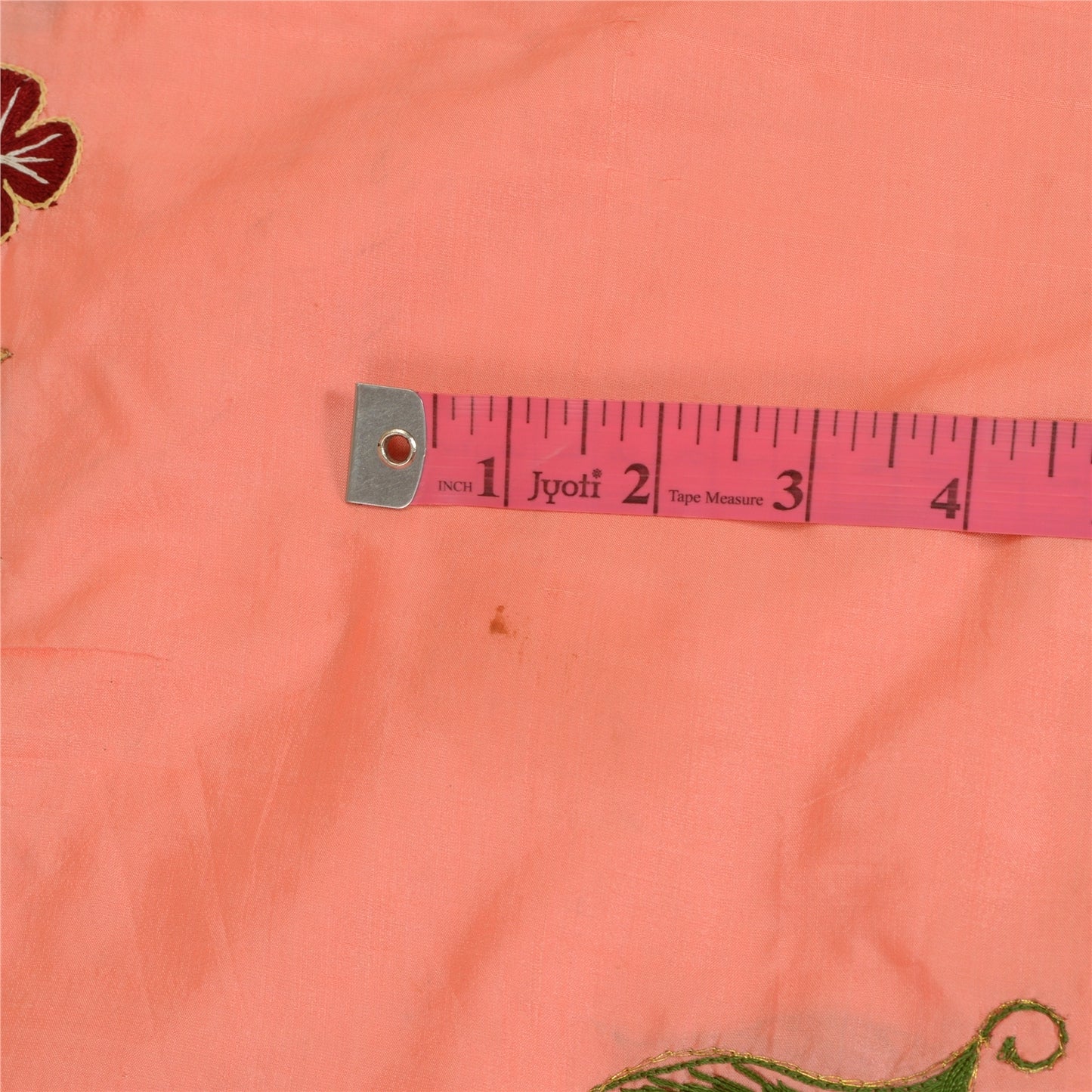 Sanskriti Vintage Peach Indian Dupatta Pure Silk Hand Beaded Pearl Beads Stole