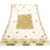 Sanskriti Vintage Dupatta Ivory Pure Silk Stole Hand Bead Zari Veil Ethnic Veil