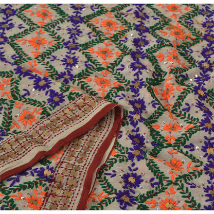 Sanskriti Vintage Dupatta Long Stole One OF A Kind Hand Embroidered Phulkari