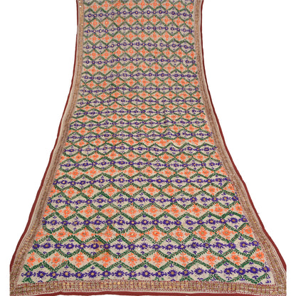 Sanskriti Vintage Dupatta Long Stole One OF A Kind Hand Embroidered Phulkari