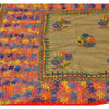 Sanskriti New Dupatta Hand Embroidered Painted Kantha Stole Cotton Cream Veil