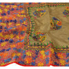Sanskriti New Dupatta Hand Embroidered Painted Kantha Stole Cotton Cream Veil