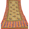 Sanskriti New Dupatta Hand Embroidered Painted Kantha Stole Cotton Cream Veil