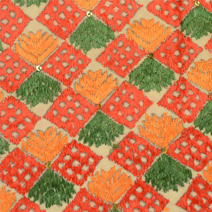 Sanskriti Vintage Dupatta Long Stole Red Blend Silk Ooak Handmade Bagh Phulkari Panjab Stole For Dressmaking,Craft Supplies,Upcycler