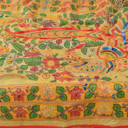 Sanskriti Vintage Cream Dupatta Chanderi Hand Embroidered Kalamkari Kantha Stole