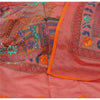Sanskriti Vintage Pink Dupatta/Stole Chanderi Handmade Madhubani & Kantha Scarve