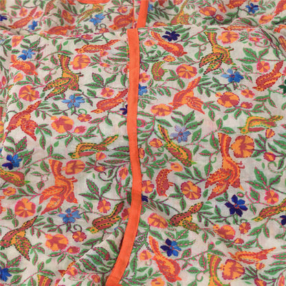 Sanskriti Vintage White Dupatta Chanderi Hand Embroidered Phulkari Printed Hijab