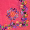 Sanskriti Vintage Pink Dupatta Hand Embroidered Phulkari Stole Cotton Silk Veil