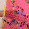 Sanskriti Vintage Pink Dupatta Hand Embroidered Phulkari Stole Cotton Silk Veil