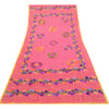 Sanskriti Vintage Pink Dupatta Hand Embroidered Phulkari Stole Cotton Silk Veil
