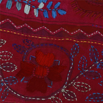 Sanskriti Vintage Pink Dupatta Chanderi Hand Embroidered Phulkari Stole Scarves