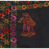 Sanskriti New Black Indian Dupatta Hand Embroidered Kantha Stole Chanderi Silk
