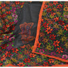 Sanskriti New Black Indian Dupatta Hand Embroidered Kantha Stole Chanderi Silk