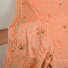Sanskriti Vintage Peach Dupatta Stole Pure Satin Silk Hand Beaded Bridal Scarves