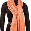 Sanskriti Vintage Peach Dupatta Stole Pure Satin Silk Hand Beaded Bridal Scarves