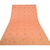 Sanskriti Vintage Peach Dupatta Stole Pure Satin Silk Hand Beaded Bridal Scarves