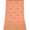 Sanskriti Vintage Peach Dupatta Stole Pure Satin Silk Hand Beaded Bridal Scarves