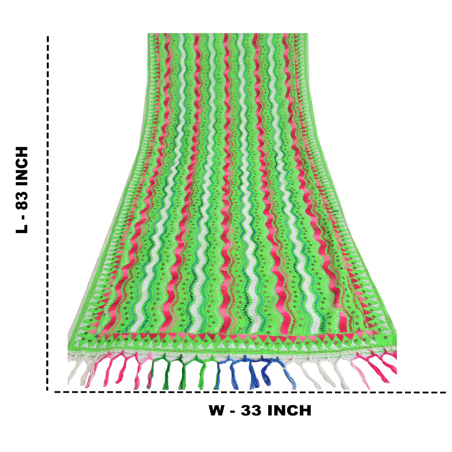 Sanskriti Vintage Green Phulkari Dupatta | Pure Cotton Handmade Wrap | Veil Stole OOAK Indian Heritage Textile Women Traditional Dress