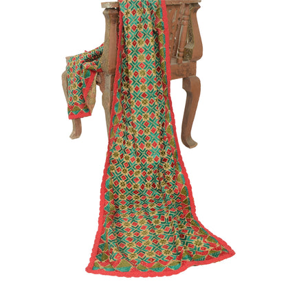 Sanskriti Vintage Cream Dupatta Pure Cotton Hand Made Bagh Phulkari OOAK Stole