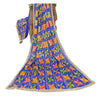 Sanskriti Vintage Blue Dupatta Chiffon Silk Bagh Phulkari Embroidery OOAK Stole
