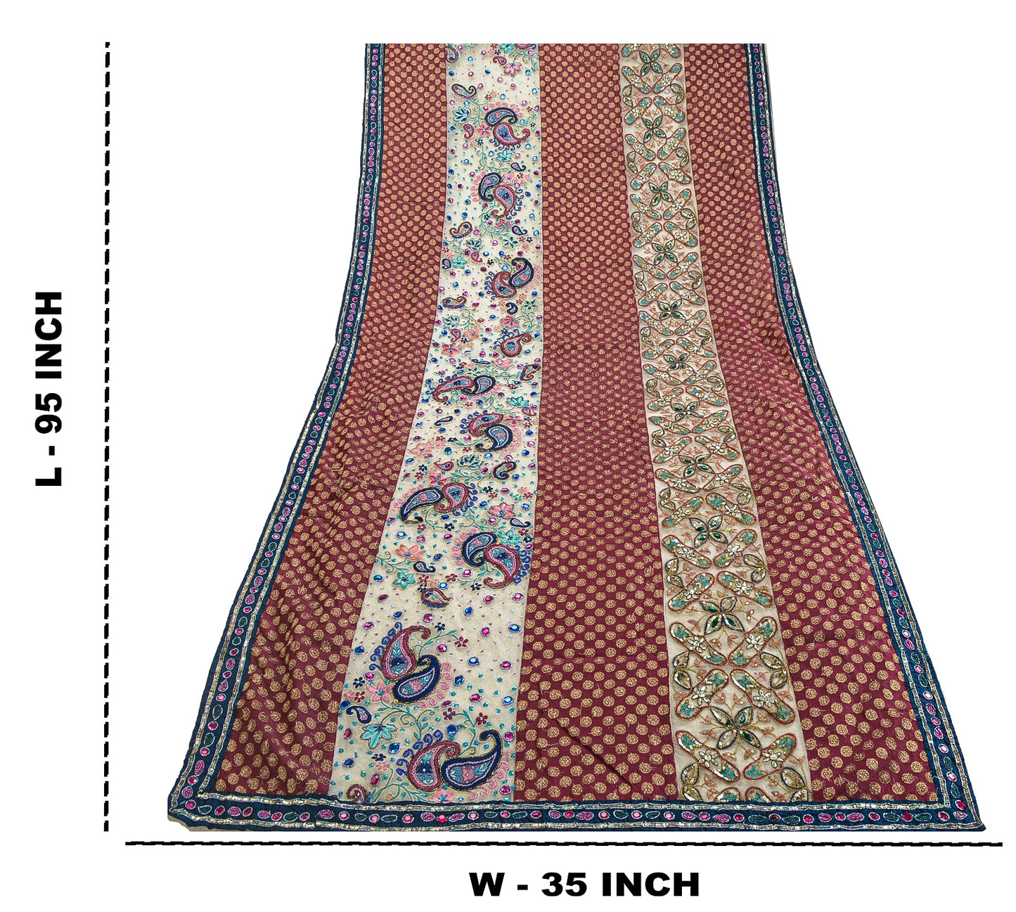 Sanskriti Vintage Pink Dupatta Net Mesh Stole Hand Beaded Woven Zari Scarves