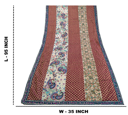 Sanskriti Vintage Pink Dupatta Net Mesh Stole Hand Beaded Woven Zari Scarves
