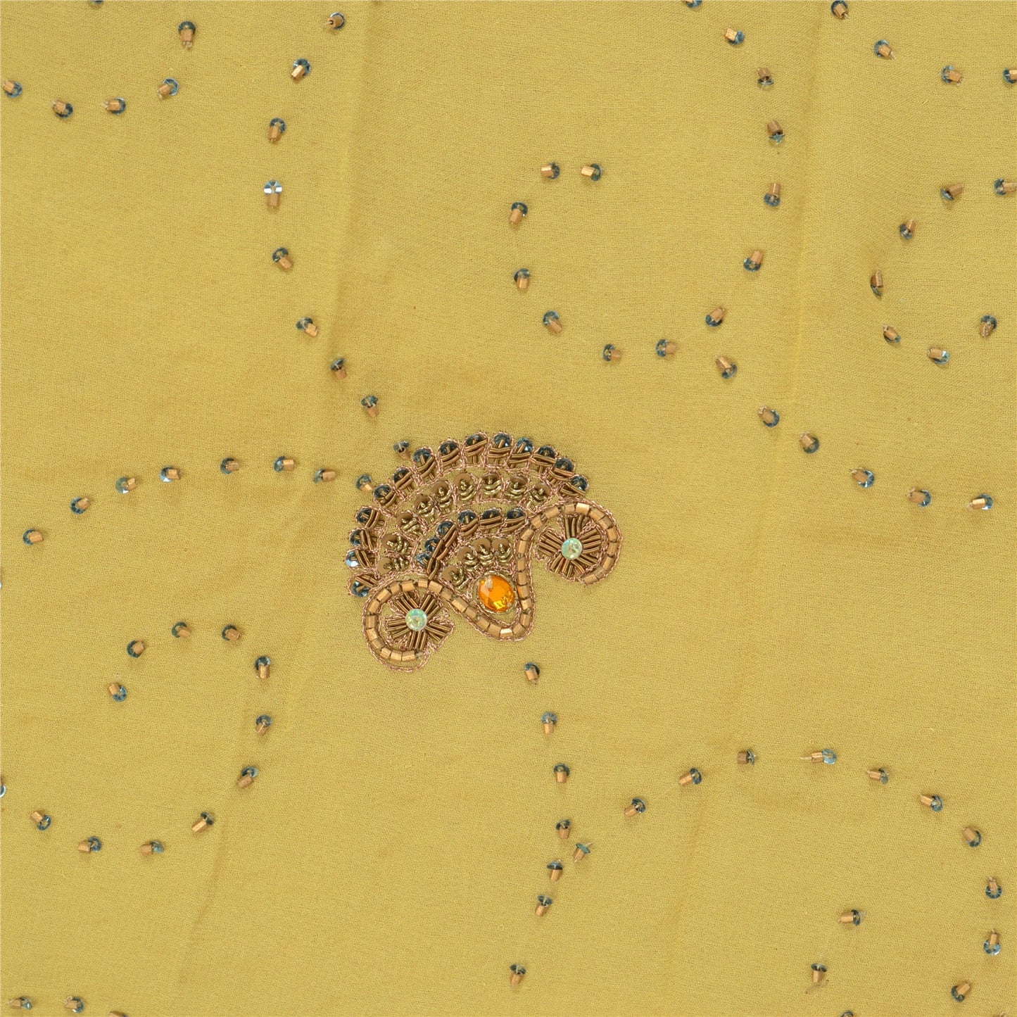 Sanskriti Vintage Green Wedding Dupatta Pure Georgette Zardozi Hand Beaded Stole