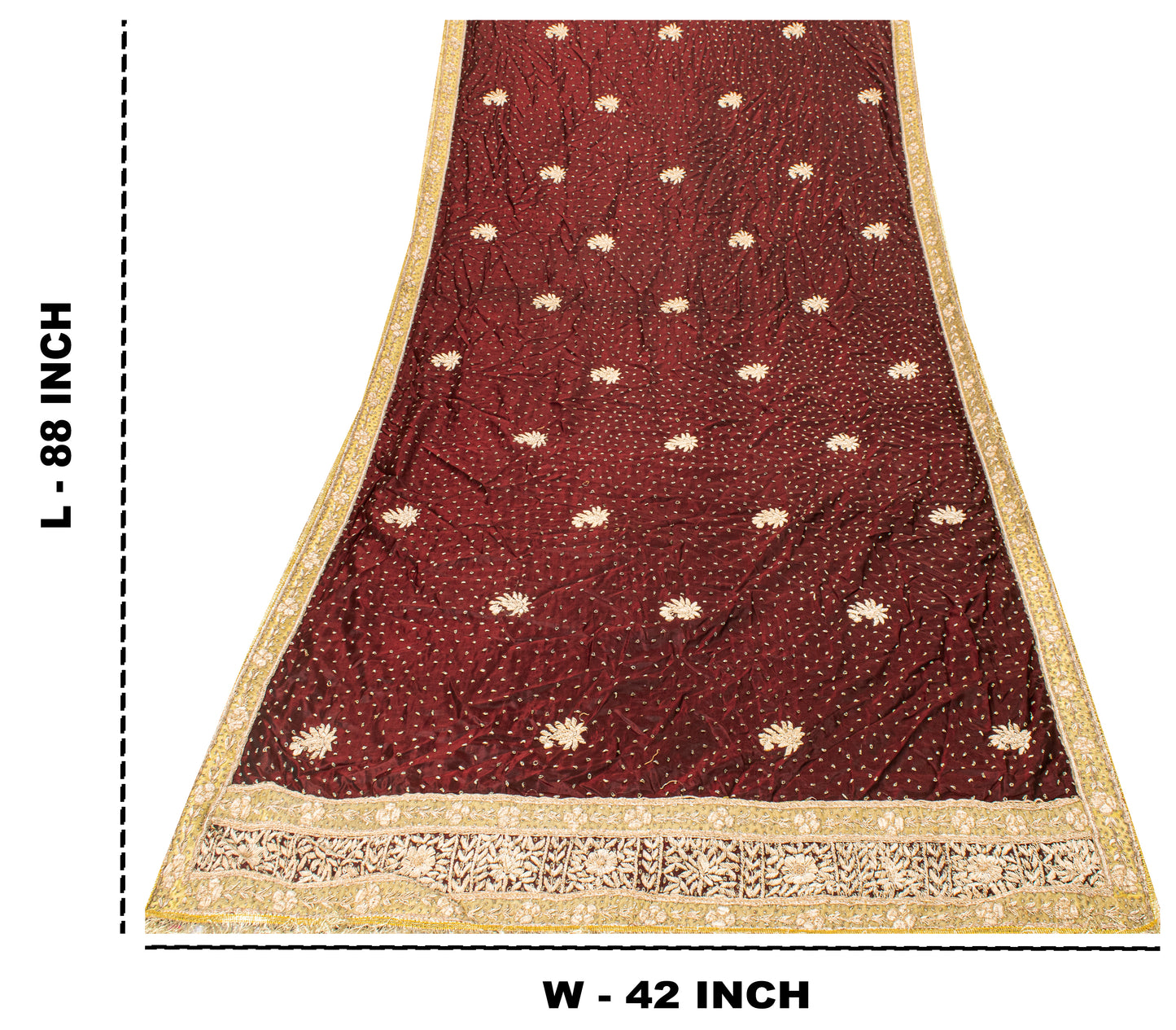 Sanskriti Vintage Maroon Pure Silk Dupatta Hand Embroidered Zardozi Neck Stole